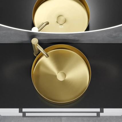 BATH DELUXE 06-040-16-70-00 - Tvättställ för bänkskiva LJORDAL Ø 40 cm i rostfritt stål/borstad mässing