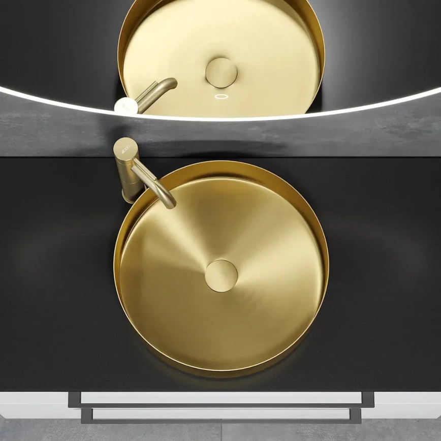 BATH DELUXE 06-040-16-70-00 - Tvättställ för bänkskiva LJORDAL Ø 40 cm i rostfritt stål/borstad mässing