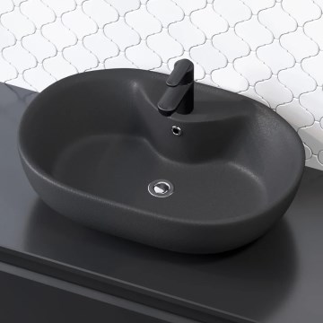 BATH DELUXE 06-060-08-02-00 - Tvättställ för bänkskiva TROMSO 59,5x41 cm keramik/matt svart