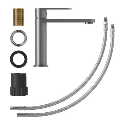 BATH DELUXE 28-017-02-73-02 - Kran till handfat TARNBY 17,3 cm pulvriserat grå