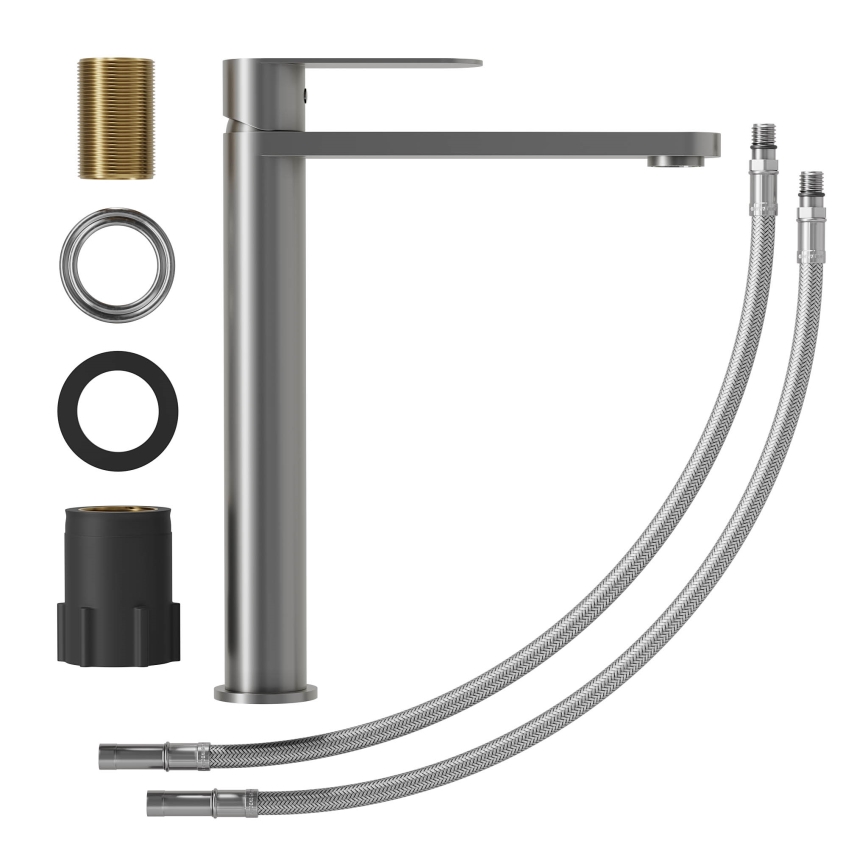 BATH DELUXE 28-027-02-73-02 - Kran till handfat TARNBY 27,3 cm pulvriserat grå