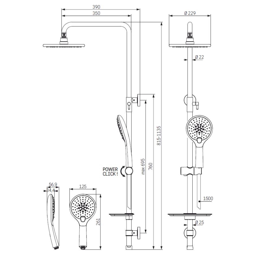 BATH DELUXE 31-120-02-02-00 - Dusch set MARTOFTE matt svart