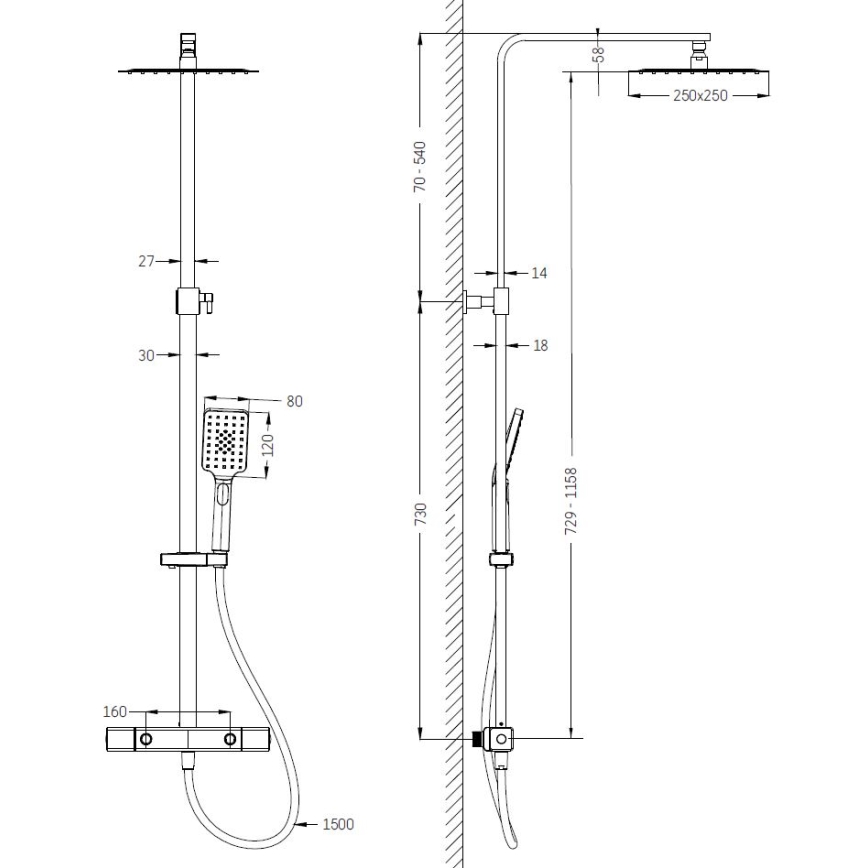 BATH DELUXE 31-120-08-60-00 - Duschset med termostatblandare NAESBY i blank krom