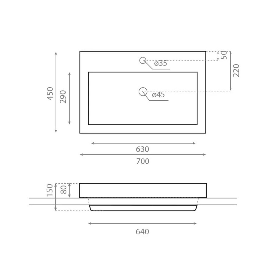 Bathco 0023 - Infällt tvättställ MANCHESTER 70x45 cm porslin/vit