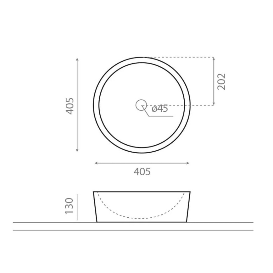 Bathco 00308 - Tvättställ för bänkskiva DUAL Ø 40,5 cm sten/grå