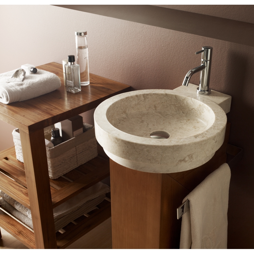 Bathco 00338 - Tvättställ för bänkskiva ICONO 40x45 cm sten/beige