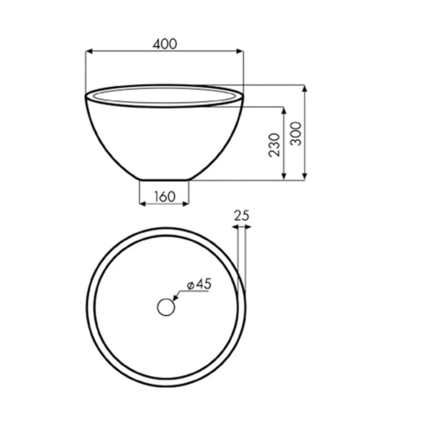 Bathco 00374 - Infällt tvättställ för bänkskiva MIRAGE Ø 40 cm sten/grå
