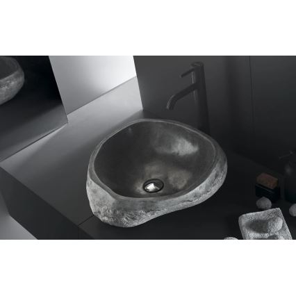 Bathco 00393 - RIO ovanpåliggande handfat 52x47 cm sten/grå