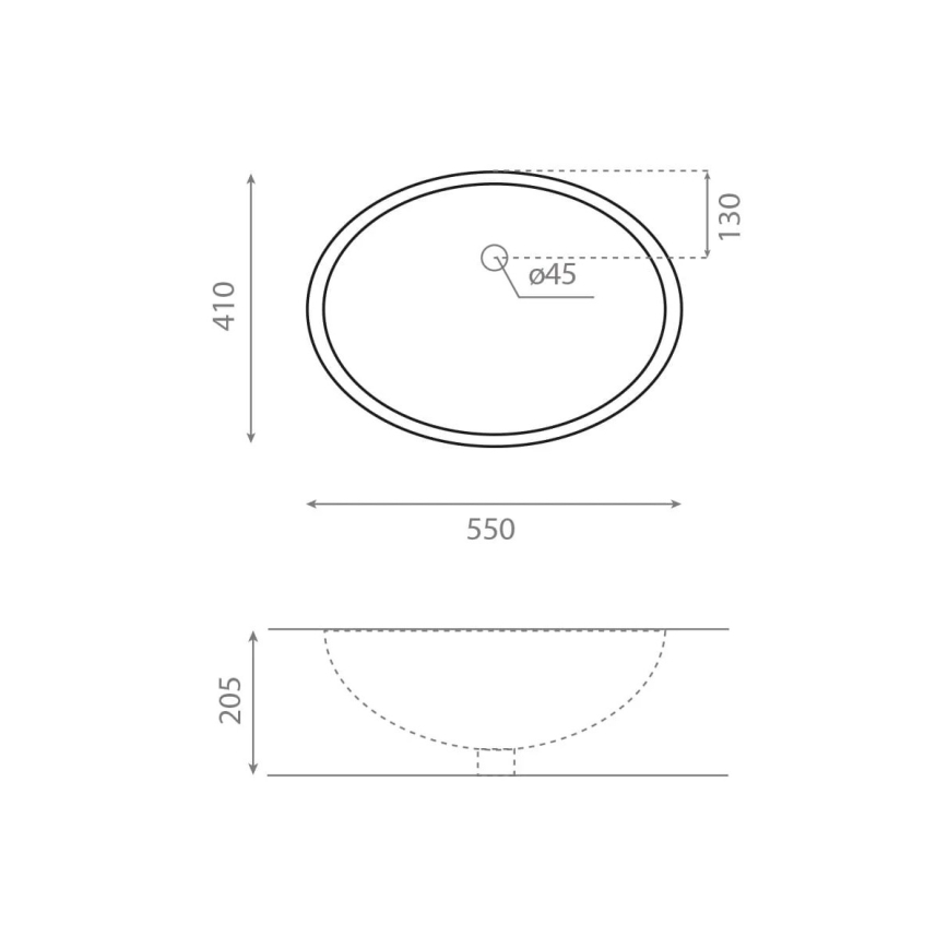 Bathco 0053 - Infällt tvättställ ANCONA 55x41 cm porslin/vit