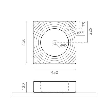Bathco 0081 - Påliggande tvättställ GOTA 45x45 cm porslin/vit