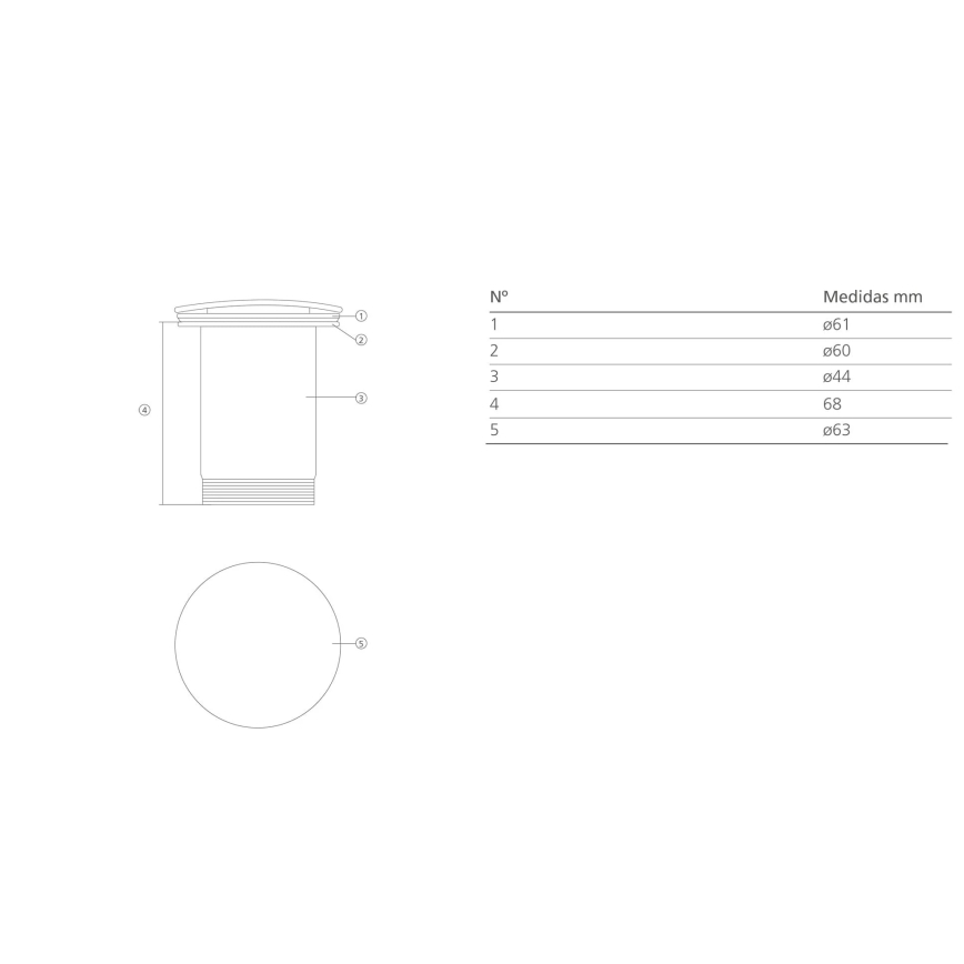 Bathco 0212MT - Tvättställsbottenventil utan överfyllnad, CLICK-CLACK, Ø 6 cm, blank krom/matt vit