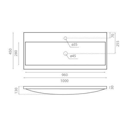 Bathco 0506 - Infällt tvättställ MANHATTAN 100x45 cm harts/vit