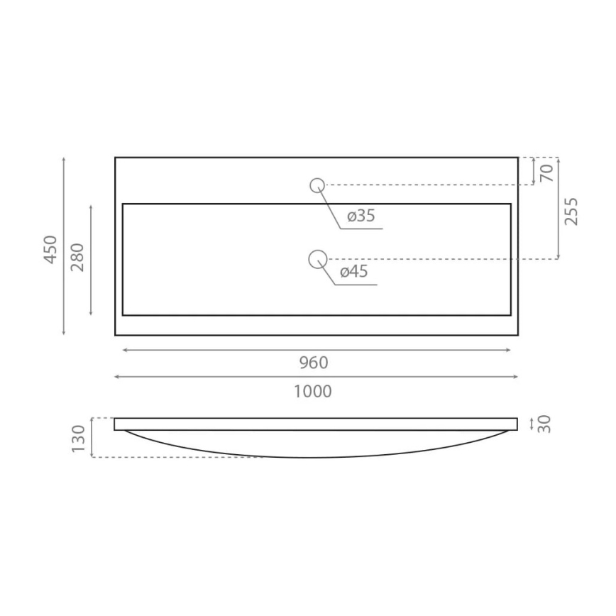 Bathco 0506 - Infällt tvättställ MANHATTAN 100x45 cm harts/vit