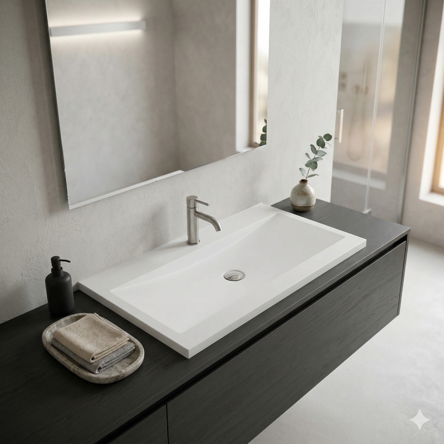 Bathco 0506 - Infällt tvättställ MANHATTAN 100x45 cm harts/vit