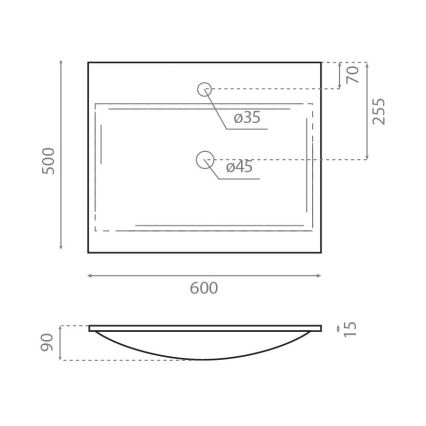 Bathco 0507 - Infällt tvättställ MONACO 60x50 cm harts/vit