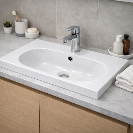 Bathco 0516 - Infällt tvättställ ICE 60x35 cm kompositharts/vit