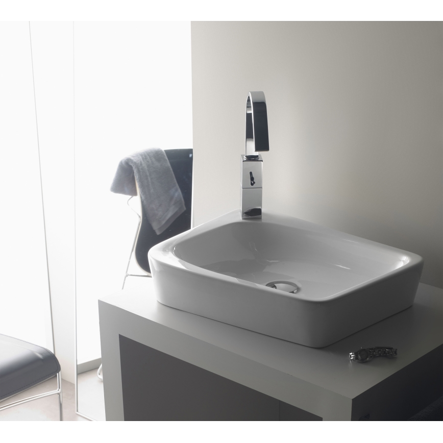 Bathco 4001 - Tvättställ för bänkskiva ARAGON 50 x 40,5 cm porslin/vit