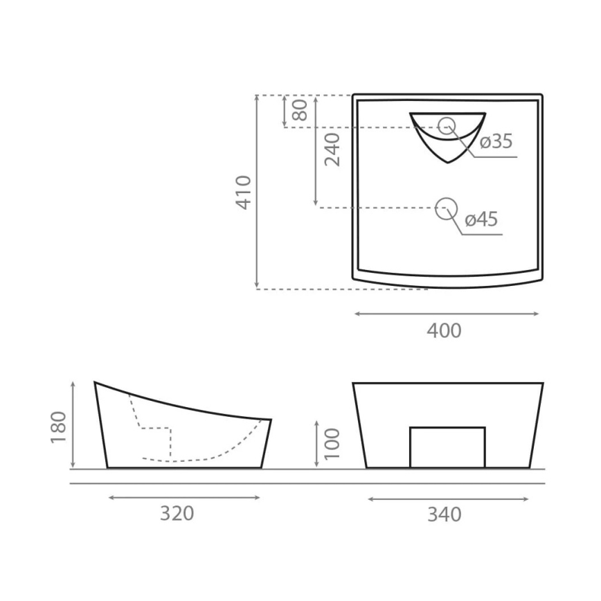 Bathco 4002 - Tvättställ för bänkskiva SORIA 40x41 cm porslin/vit
