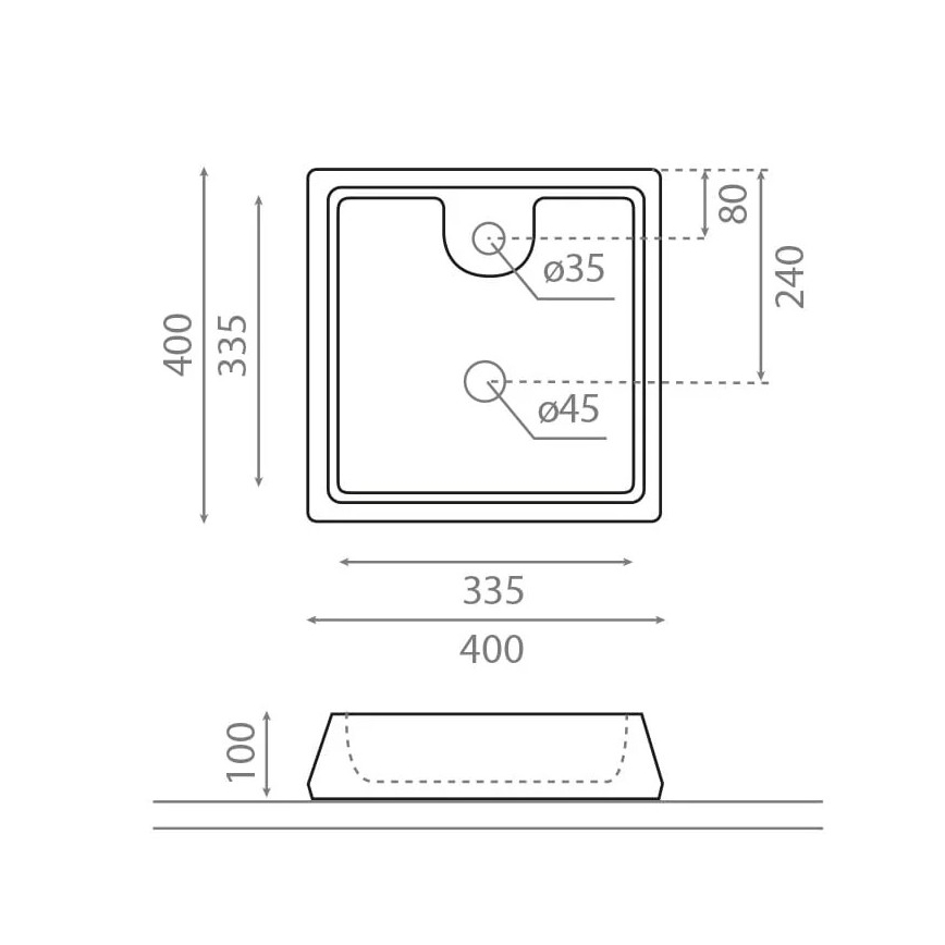 Bathco 4003 - Tvättställ för bänkskiva GALICIA 40x40 cm porslin/vit