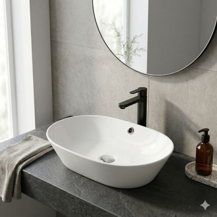 Bathco 4038 - Tvättställ för bänkskiva TOULOUSE 59x42 cm, porslin/vit