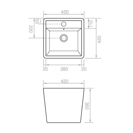 Bathco 4059 - Tvättställ för bänkskiva GENOVA 42x42 cm porslin/vit