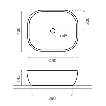 Bathco 4072 - Ovanpåliggande tvättställ OLEA 49x40 cm porslin/vit