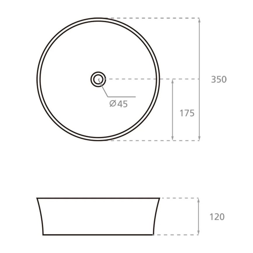 Bathco 4086 - VOLTA tvättställ för bänkskiva Ø 35 cm porslin/vit