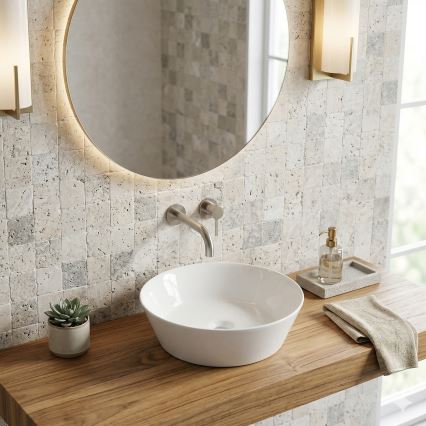 Bathco 4087 - Tvättställ för bänkskiva VOLTA Ø 42 cm porslin/vit