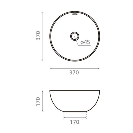 Bathco 4131 - Tvättställ för bänkskiva BARI Ø 37 cm, porslin/vit