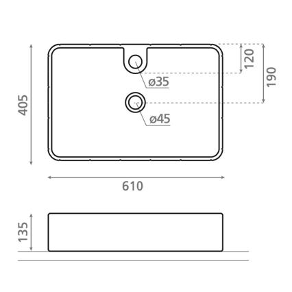 Bathco 4161 - Tvättställ för bänkskiva CIRCUS 61x40,5 cm porslin/beige