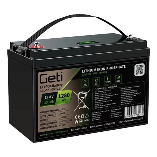 Batteri med display LiFePO4 12,8V/100Ah