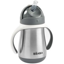 Beaba 913536BB - Thermo-insulated mug med en straw 250 ml grå