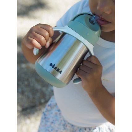 Beaba - Termoisolermugg med sugrör 250 ml grön