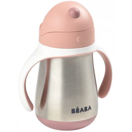 Beaba - Termoisolermugg med sugrör 250 ml rosa