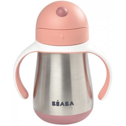 Beaba - Termoisolermugg med sugrör 250 ml rosa