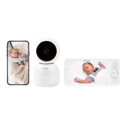 Beaba - Smart uppladdningsbar babyvakt med monitor ZEN NIGHT 720p 5V 4000 mAh Wi-Fi vit