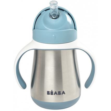 Beaba - Termoisolerad mugg med sugrör 250 ml blå