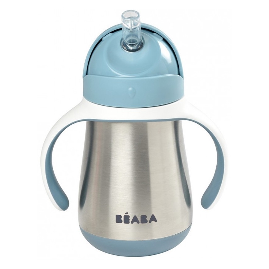 Beaba - Termoisolerad mugg med sugrör 250 ml blå