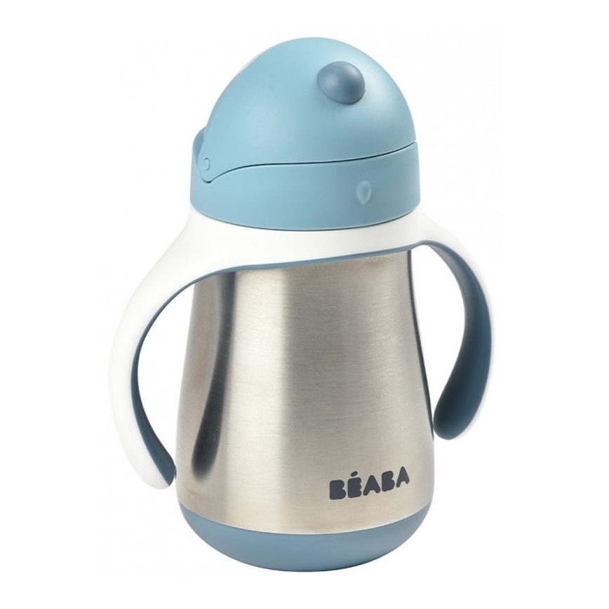 Beaba - Termoisolerad mugg med sugrör 250 ml blå