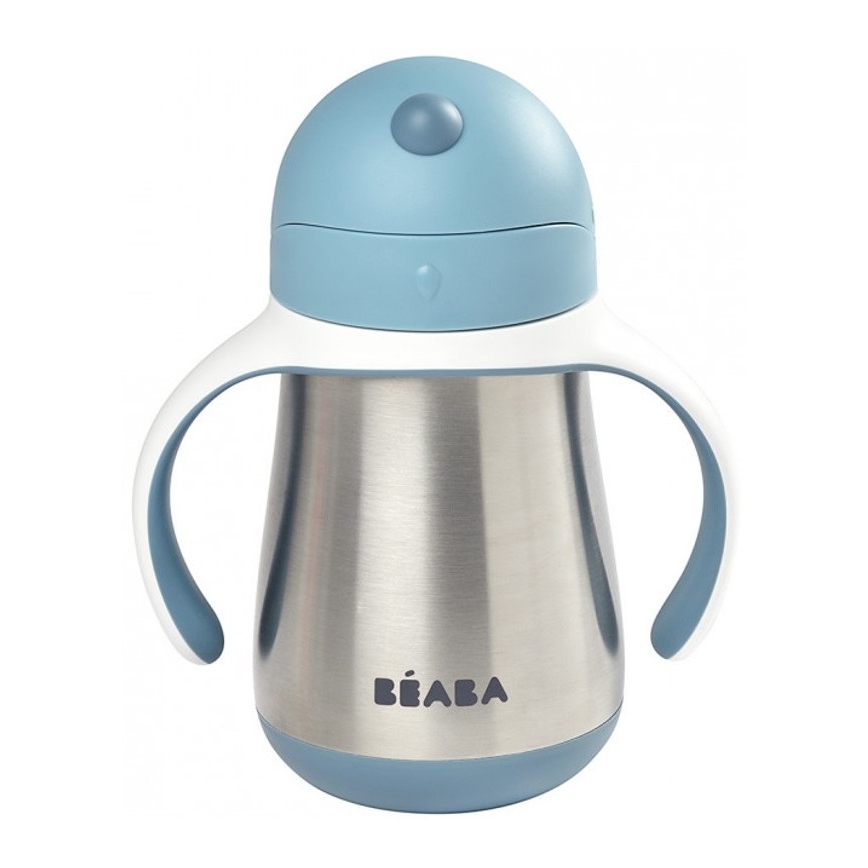 Beaba - Termoisolerad mugg med sugrör 250 ml blå