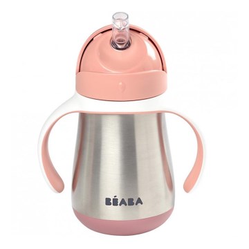 Beaba - Termoisolermugg med sugrör 250 ml rosa