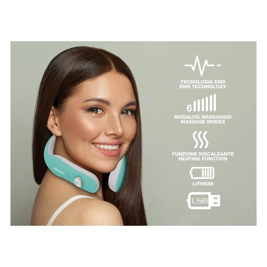 Beper - Uppladdningsbar EMS-nackmassageapparat 5V/900 mAh mintgrön