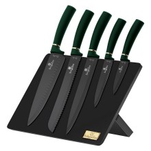 BerlingerHaus - Set av rostfria knivar 6 st grön med magnetstativ