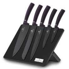 BerlingerHaus - Set av rostfria knivar 6st lila/svart med magnetstativ