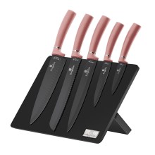 BerlingerHaus - Set av rostfria knivar med magnetstativ 6 st rostfritt stål/roséguld