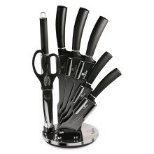 BerlingerHaus – set med knivar i rostfritt stål i ställ 8st svart
