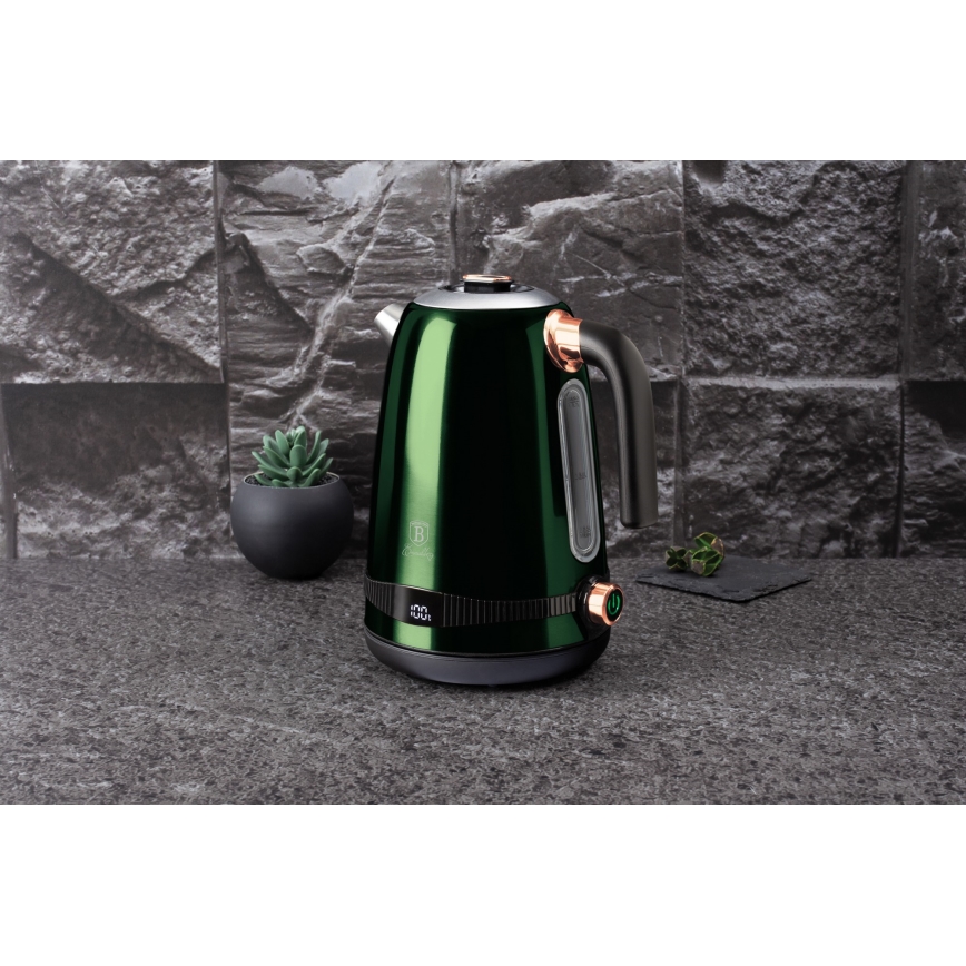 BerlingerHaus- Vattenkokare med termoregulering 1,7 l 2200W/230V rostfritt stål/grön