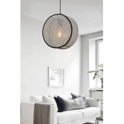 BIG DRUM pendellampa med sladd 1xE27/60W/230V grå/svart