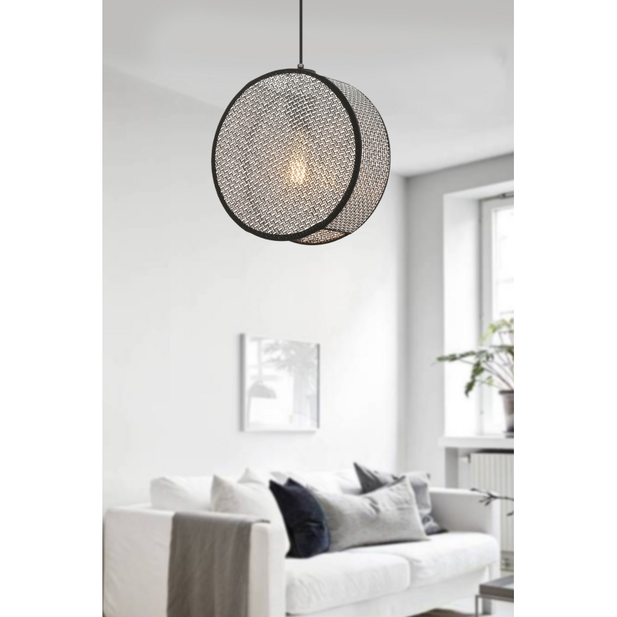 BIG DRUM pendellampa med sladd 1xE27/60W/230V grå/svart