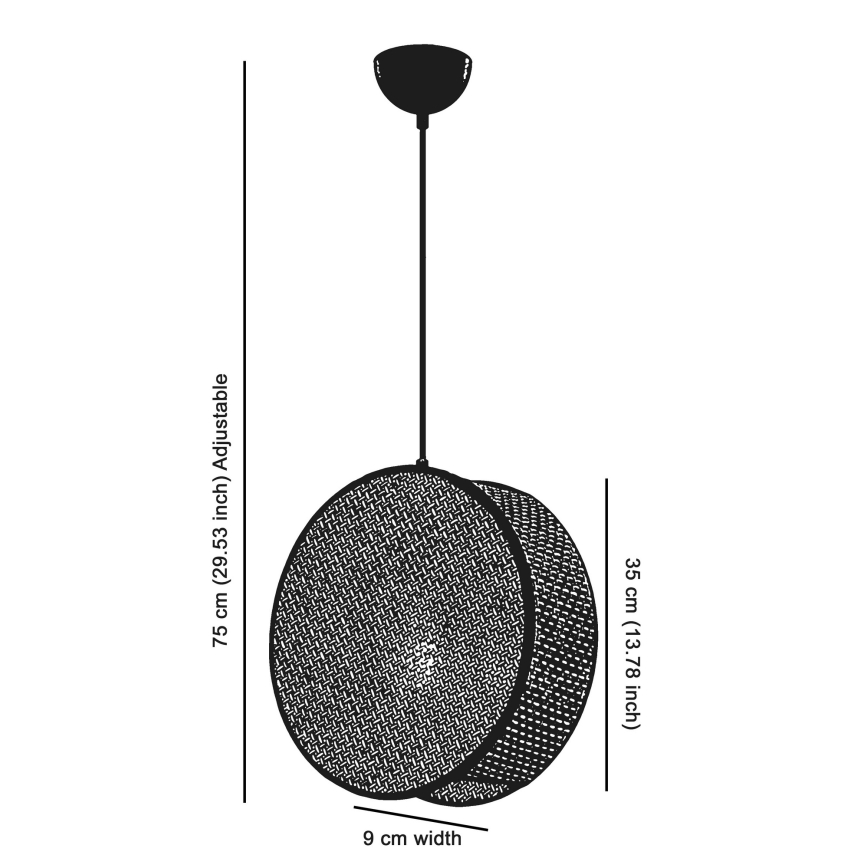 BIG DRUM pendellampa med sladd 1xE27/60W/230V grå/svart